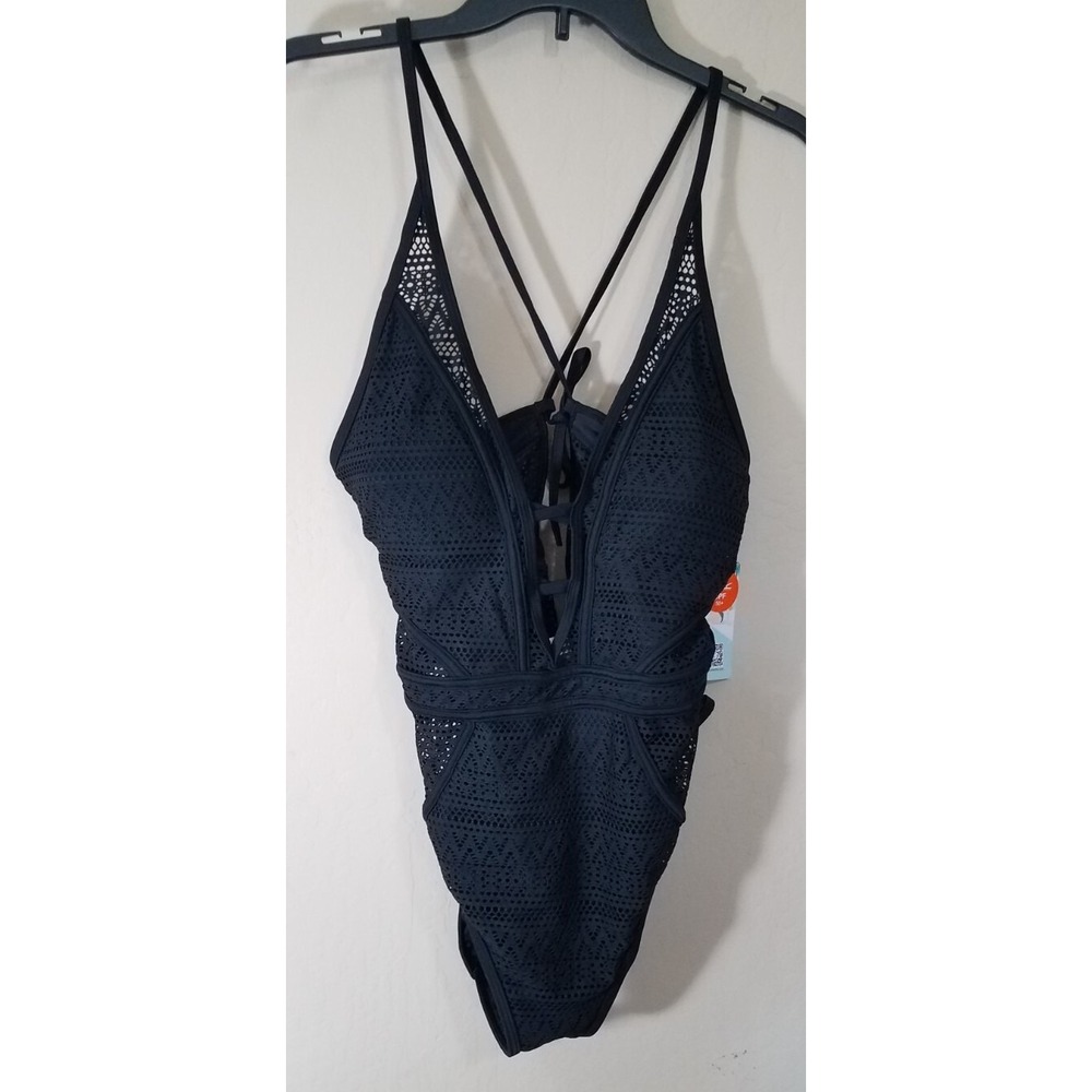 Attracosports‎ One Piece Swimsuit Size XL Mesh Removeable Pads Black UPF50+ NEW